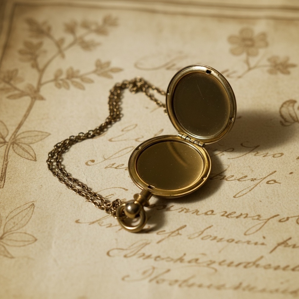 Gold  Tined Locket Pendant with floral design - Picture 5 of 5